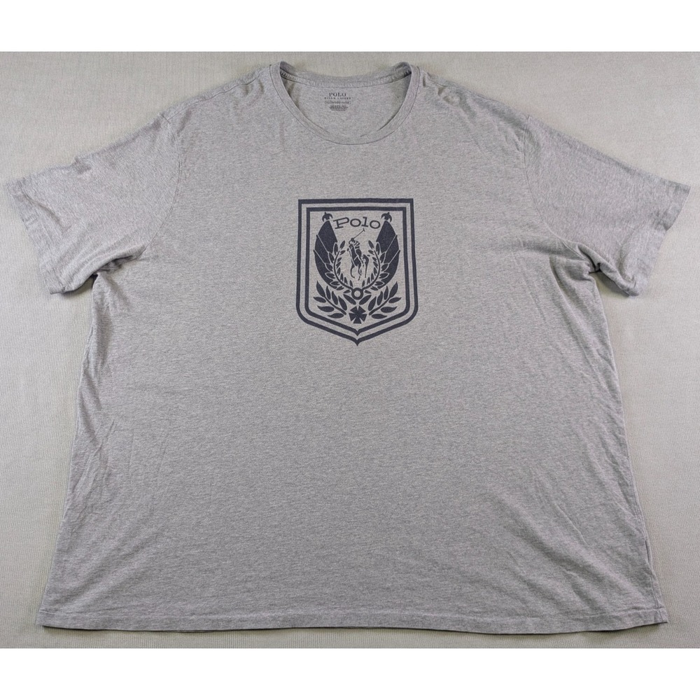 Polo Ralph Lauren Shirt Mens 4XB 4XL Big Gray Crew Neck Crest Pony Short Sleeve